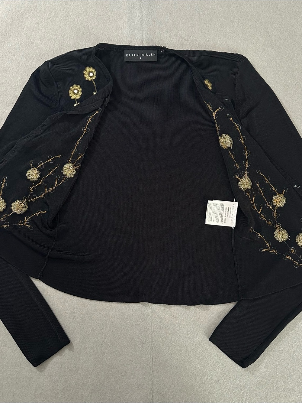 Karen Millen Black Long-Sleeve Cardigan with Gold Embellishments - Picture 7 of 12